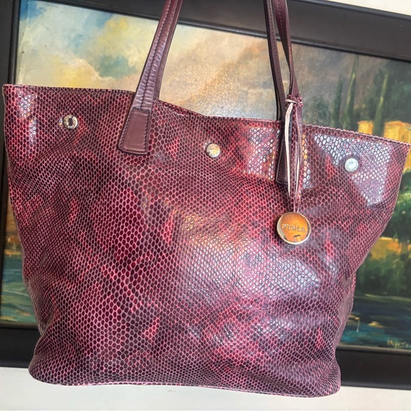 Furla Python Embossed Tote Bag - Picture 1 of 16